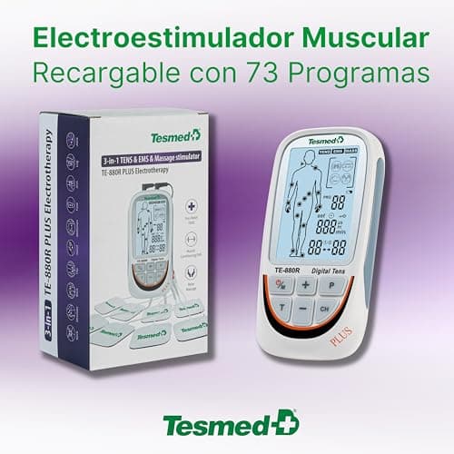 Detalle 2 de TESMED TE-880R Plus electroestimulador 73 programas
