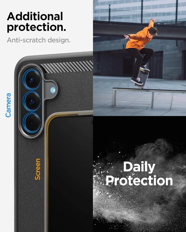 Detalle de Spigen Rugged Armor — coque en fibre de carbone pour Samsung Galaxy A56 5G (noir mat)