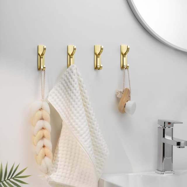 Detalle 2 de Pickpiff Gold Self Adhesive Hooks (Heavy Duty, Holds up to 6KG) – 4 Pack