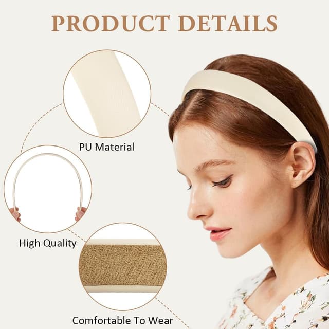 Detalle de LOPHE bandeau femme en cuir PU blanc classique, large anti-glisse