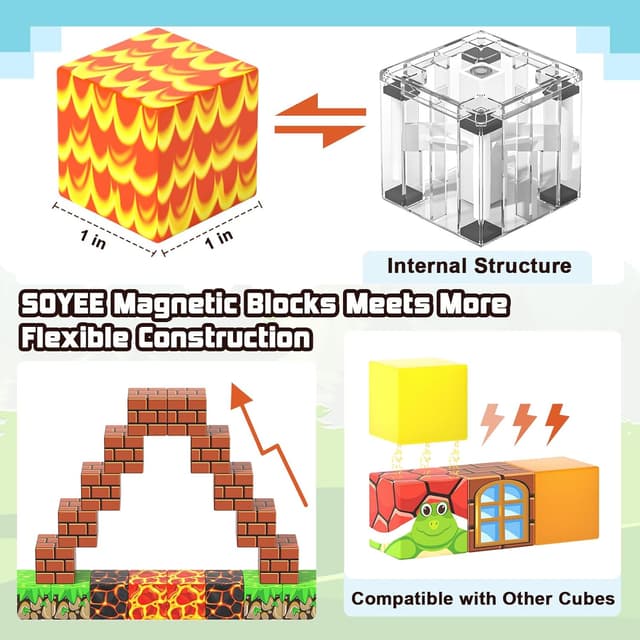 Thumbnail 4 de Soyee Magnetic Blocks: Build Mine World 1" Cubes