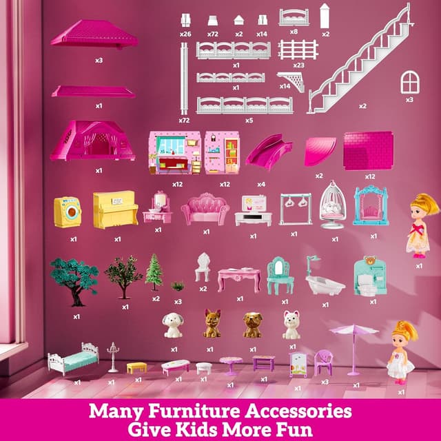 Thumbnail 6 de JUKUDAHU Villa Playset 4-Story Dollhouse