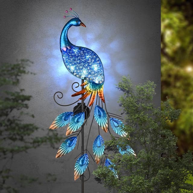 Detalle de TERESA'S COLLECTIONS Peacock Solar Stake Light