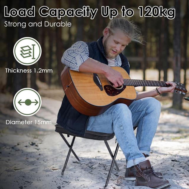 Detalle 2 de MOONCY Camping Stool Folding Mini Chair (33×26.5×32cm), Lightweight Collapsible Stool up to 120kg, Black