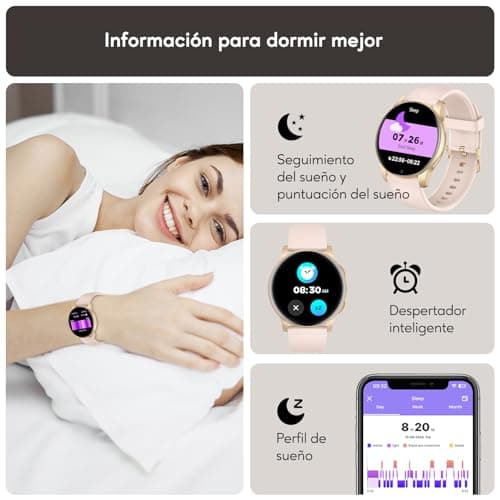 Detalle 2 de AcclaFit AcclaFit Reloj Inteligente para Hombre y Mujer con llamadas Bluetooth y pantalla redonda de 1,38”