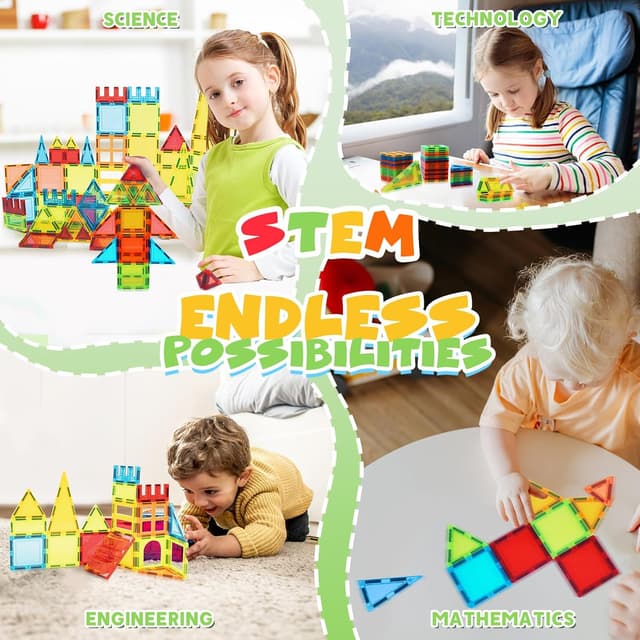 Thumbnail 3 de Magnetische Bauklötze Spielzeug 60 Stück