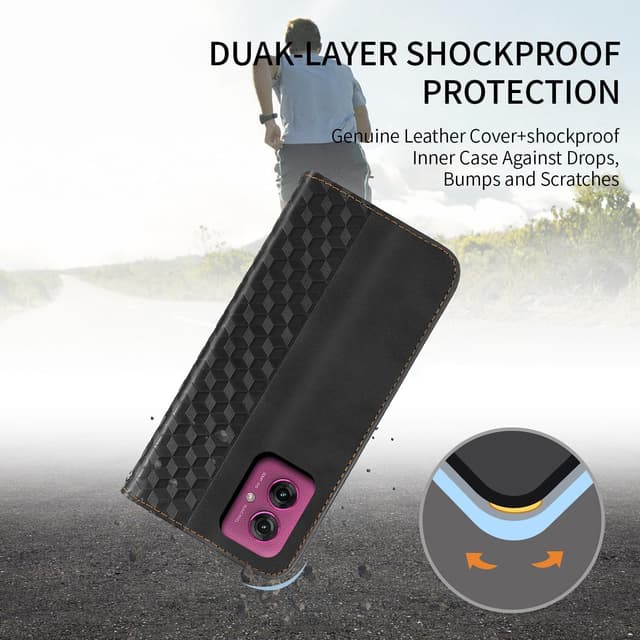 Thumbnail 6 de CXTcase Flip Case für Motorola Moto G55 – PU-Leder & TPU, magnetischer Ständer, Schwarz