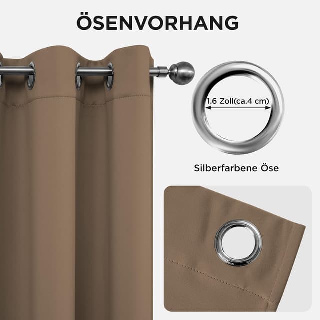 Thumbnail 5 de Joydeco Blickdichte Vorhänge 2er Set Cappuccino