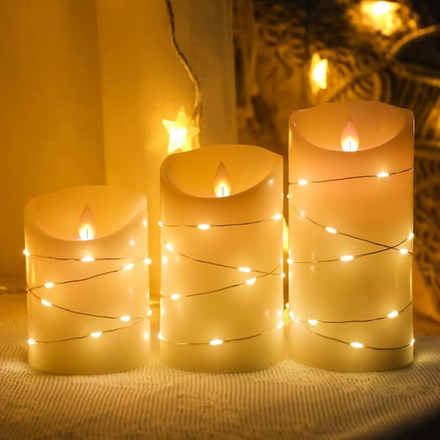 Detalle de YINUO LIGHT LED candles set, timer and remote