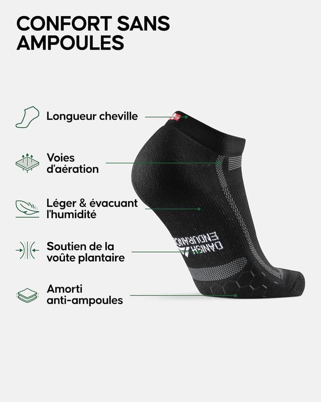 Detalle 2 de DANISH ENDURANCE Chaussettes courtes running 3 paires