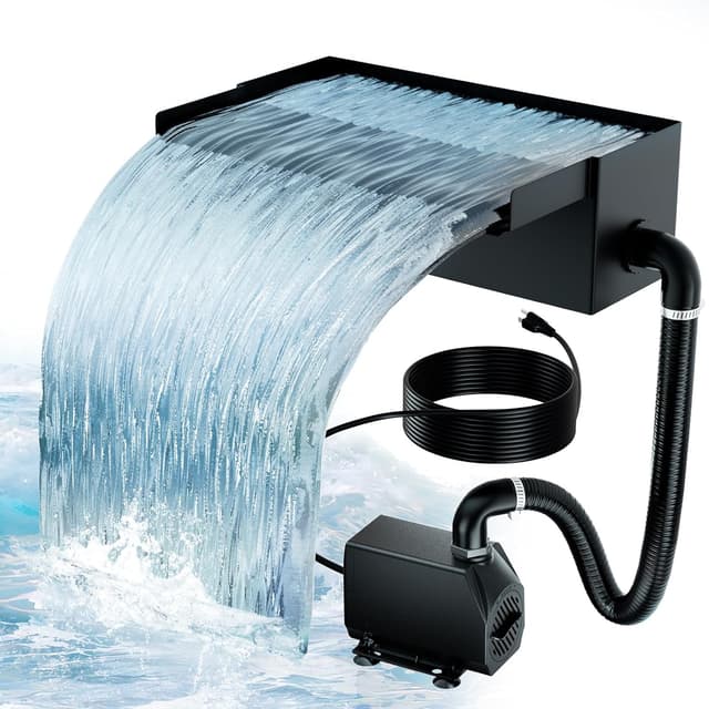 Detalle de Biling Pond Waterfall Spillway Kit with Pump (300mm / 12.2in) – DIY waterfall weir box with 40W 660 GPH pump