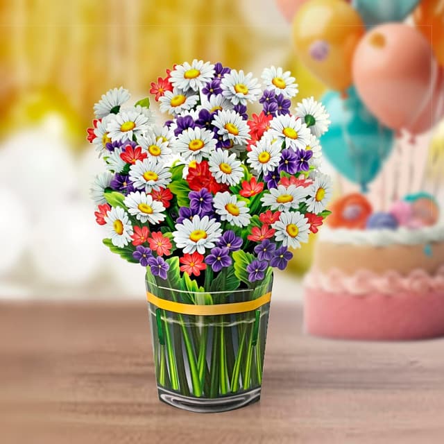 Detalle de CUT POPUP.COM Multi Colour Daisy Bouquet pop-up birthday card (15 x 20 cm)