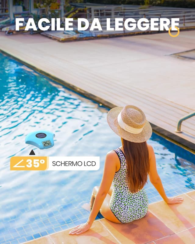Detalle 2 de Baldr Solare Termometro Piscina Galleggiante con display LCD e sonda metallica, IPX8
