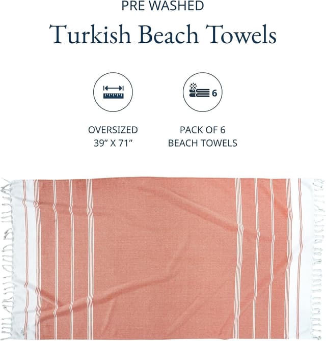 Thumbnail 2 de LANE LINEN 6-Pack 39"x71" Beach Towels ๐