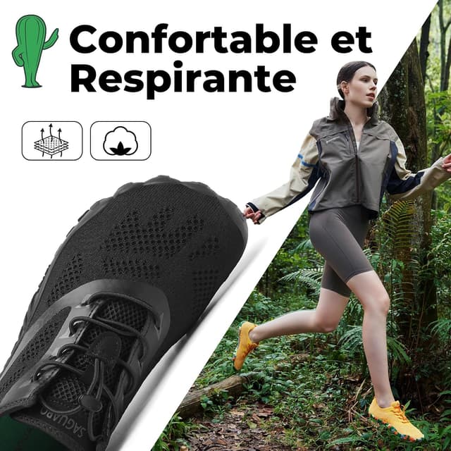 Thumbnail 1 de SAGUARO Chaussures minimalistes barefoot homme/femme à 5 doigts, semelle zéro drop et antidérapante