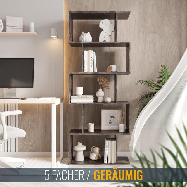 Detalle de RICOO Estantería de Sala Gris Cemento 160x70x25 cm