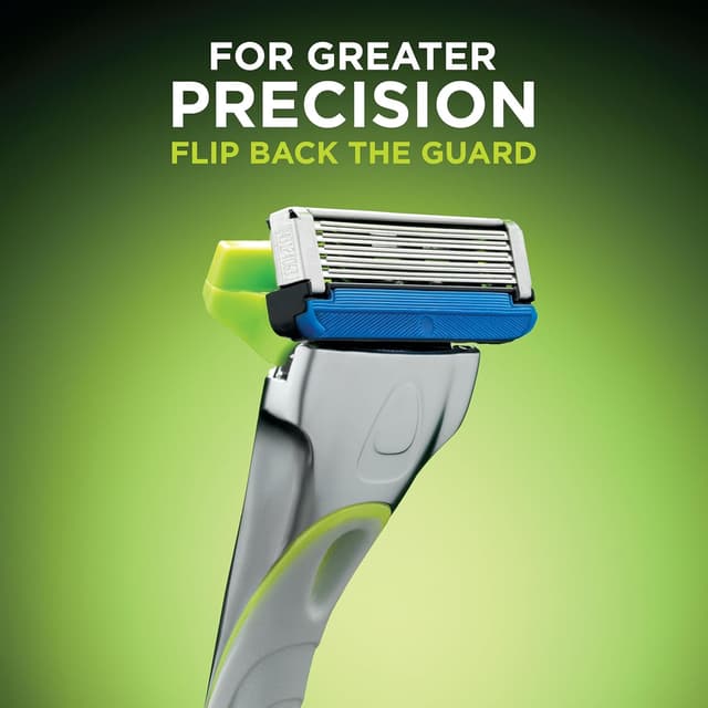 Detalle de Wilkinson Sword Hydro 5 Sensitive men’s razor (5-blade cartridge) with aloe vera gel and flip trimmer – 4-piece set