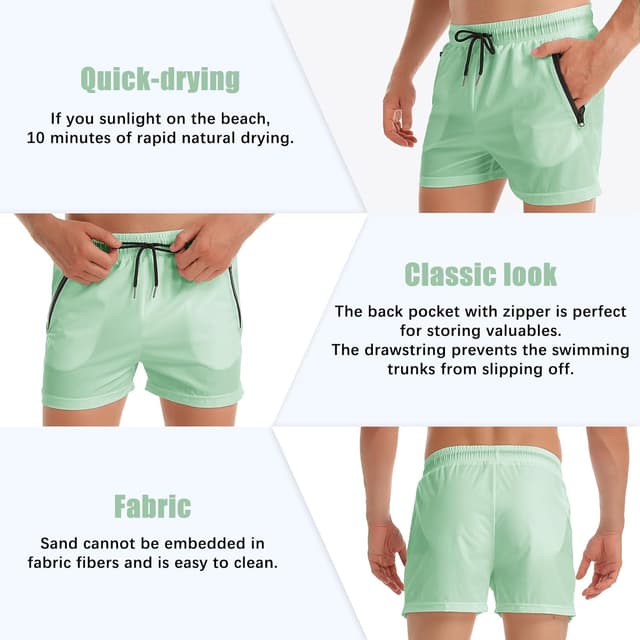 Detalle 2 de Maillot de bain homme Trunks Boxer Shorts à cordon de serrage (nylon + Lycra) – short de plage sport