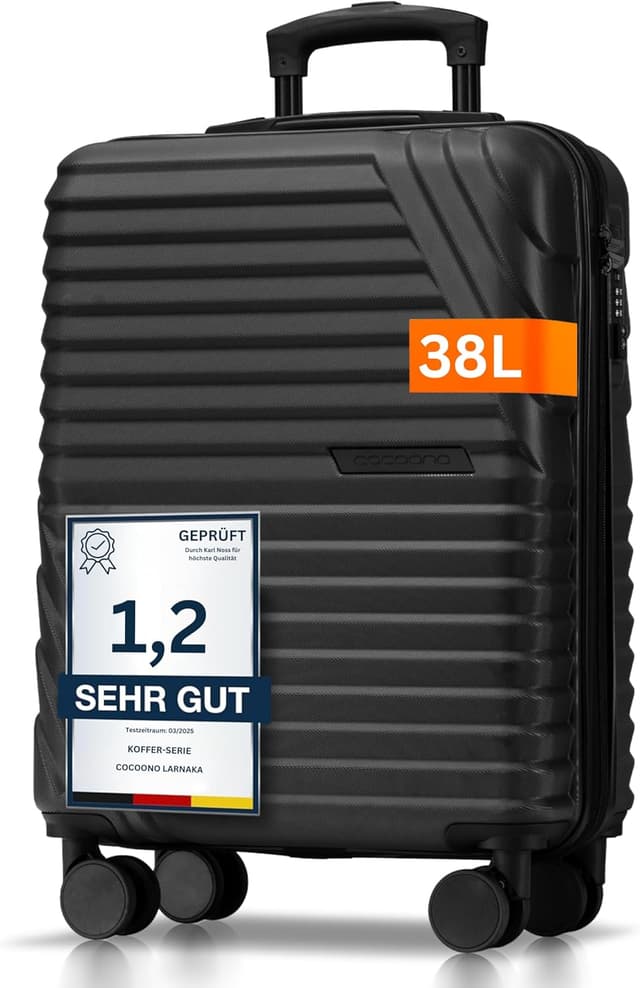 Detalle de Premium Handgepäck Koffer 55x40x20 cm (38 L) mit TSA-Schloss – bordtauglich für Ryanair, Lufthansa, Eurowings