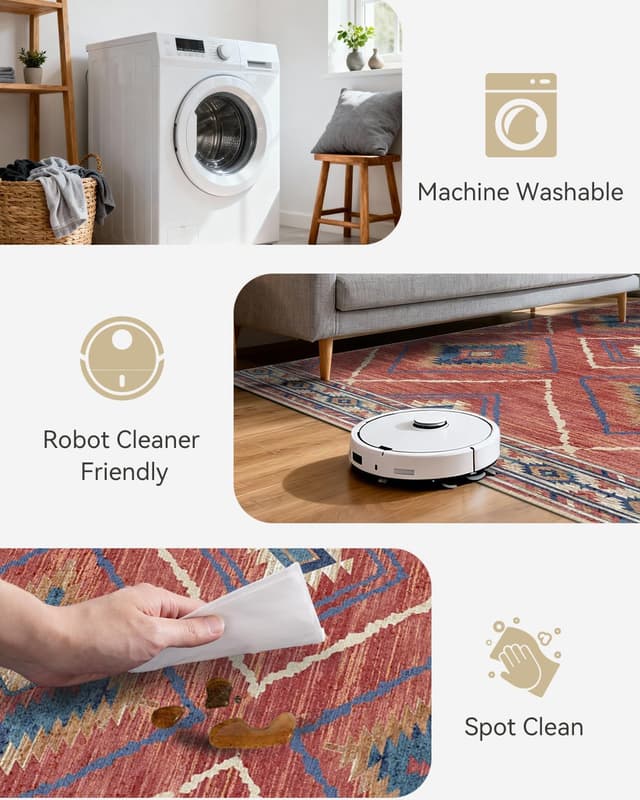 Thumbnail 4 de DEFYNEE Moroccan Washable Area Rug