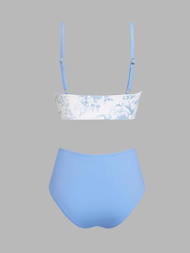 Detalle de CUPSHE Bikini torsadé taille haute 2 pièces avec bonnets rembourrés amovibles (femme)