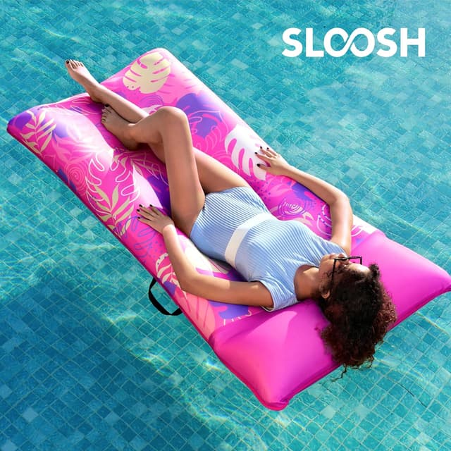 Detalle de Sloosh SLOOSH Inflatable Pool Floats Lounger XL (68" x 34") with Fabric Cover & Headrest