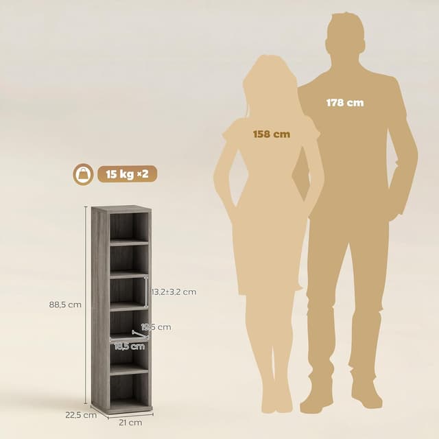 Detalle de HOMCOM étagère colonne pour CD, 204