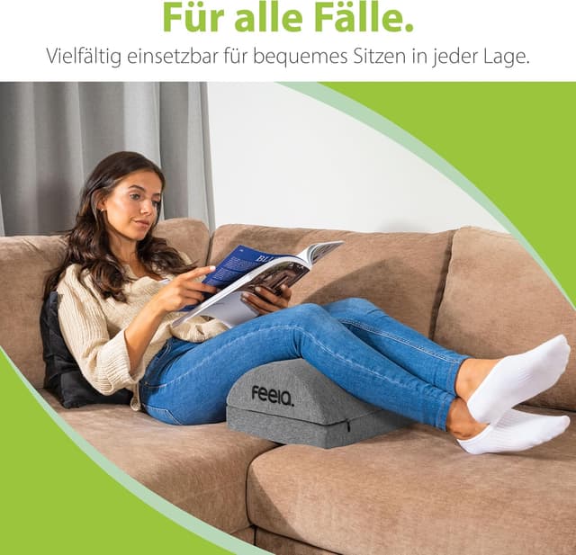 Detalle 2 de feela.® Fußstütze Schreibtisch – höhenverstellbar, rutschfest, mit Premium-Schaumkern (dunkelgrau)