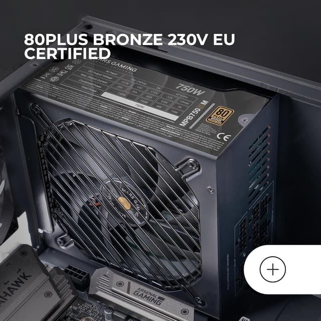 Detalle 2 de MARS GAMING MPB750SIM alimentatore ATX full modulare 750W 80 Plus Bronze 230V EU