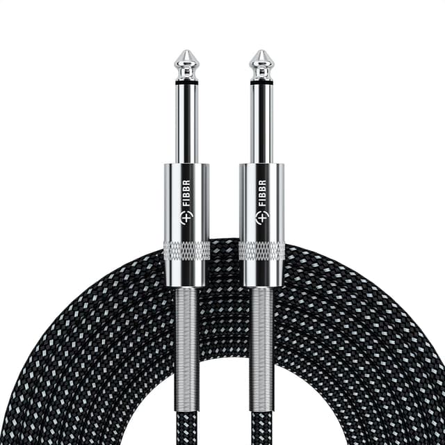 Detalle de FIBBR 6.35mm (1/4" TRS) to 6.35mm Stereo Audio Cable, 3m – nylon braided instrument/line lead