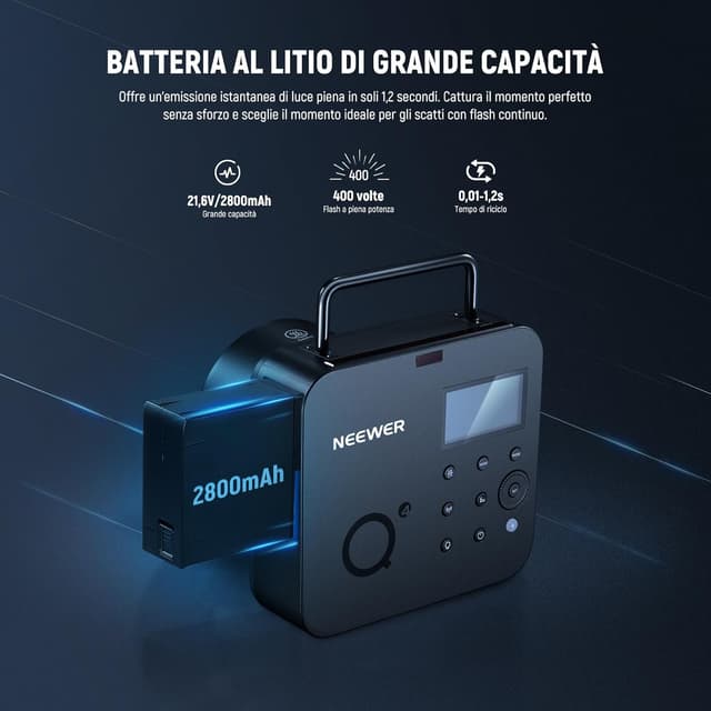 Detalle de NEEWER Q4 flash da studio 400Ws Bowens