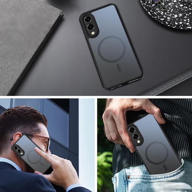 Thumbnail 6 de Coque magnétique AOKUMA pour Samsung Galaxy S25 Edge compatible MagSafe, avec 2 verres trempés et protection anti-rayures – noir