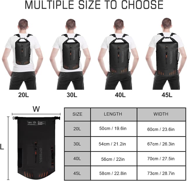 Detalle 2 de Dry Bag Upgraded 20L–45L waterproof dry sack for paddleboarding, kayaking, fishing and more