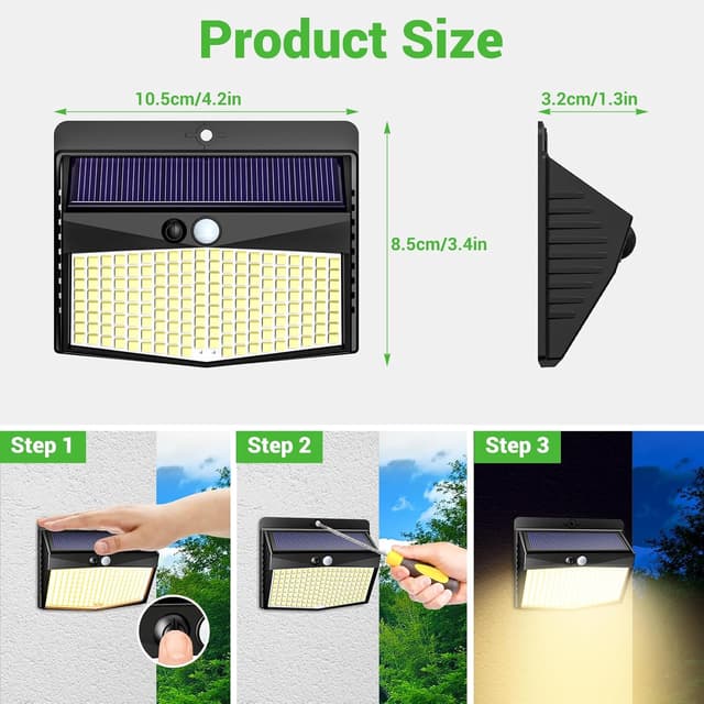 Detalle 1 de nipify 8er Set Solarlampen für außen mit Bewegungsmelder, 3 Modi, IP65