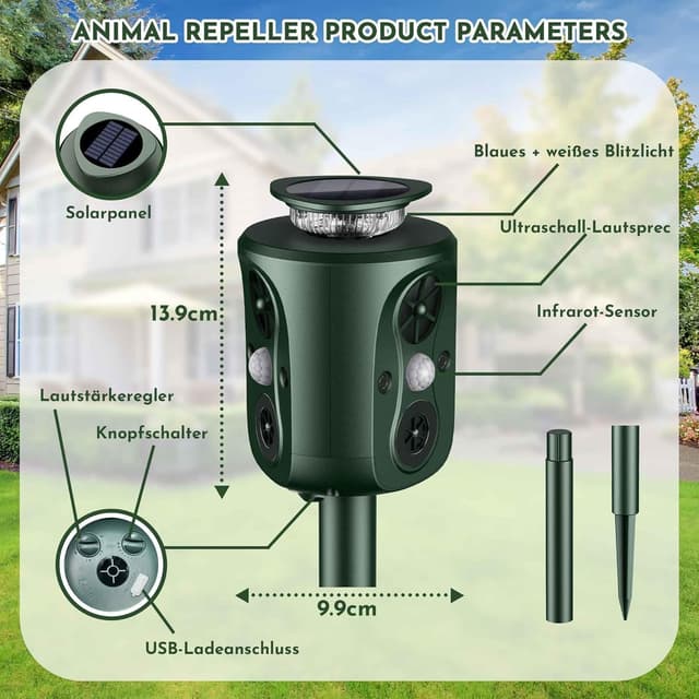 Detalle 2 de Katzenschreck Ultraschall Tiervertreiber 360°