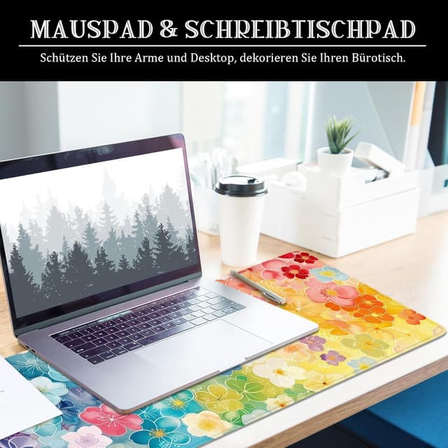 Thumbnail 6 de Tappetino per mouse a forma di fiore XL 80x30 cm giallo per gaming e ufficio (fiori colorati)