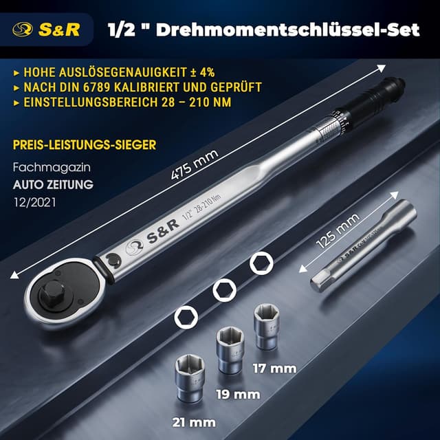 Detalle 2 de S&R 1/2 Zoll Drehmomentschlüssel 28–210 Nm
