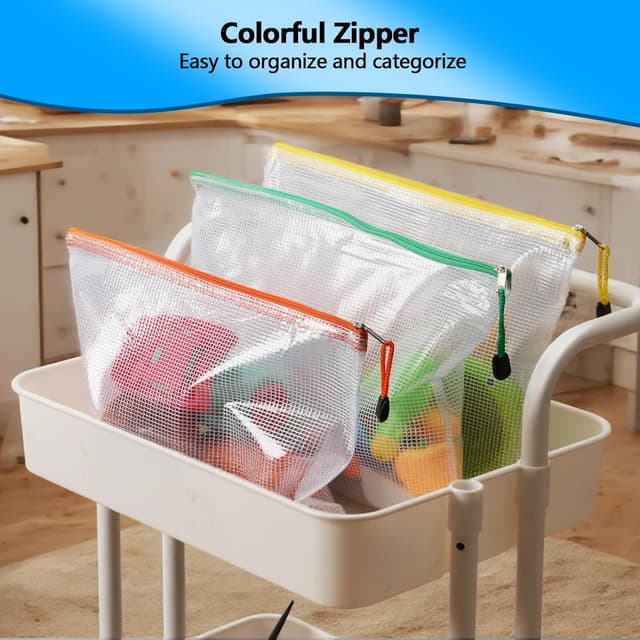 Detalle de Plastic Wallets Zip Lock Bags (24PCS) – A3/A4/A5 Waterproof PVC Document Pockets in 8 Colours