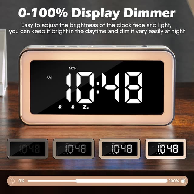 Detalle de ANNNGUL Reveil Lumineux numérique pour enfant/ado avec veilleuse et gradateur