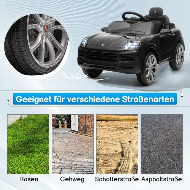 Thumbnail 6 de LALAHO Kinder Elektroauto 12V mit 2,4G-Fernbedienung, 3 Geschwindigkeiten, MP3/AUX, LED und Hupe (schwarz)