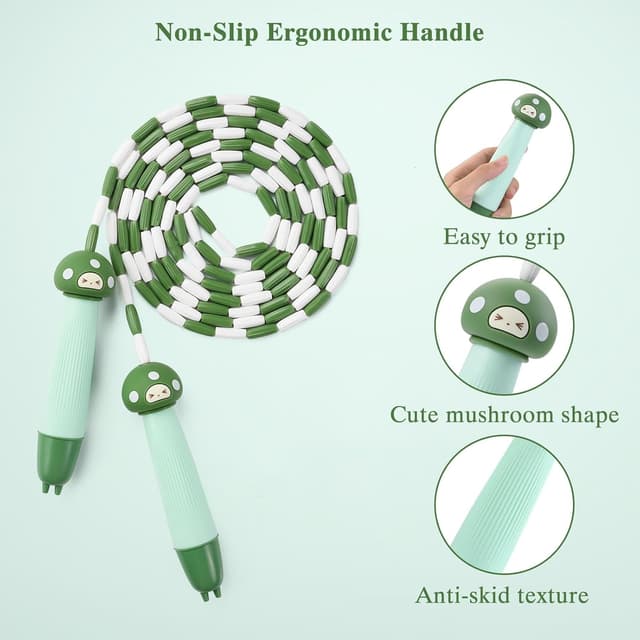 Detalle 2 de OTraki Kinder-Springseil mit Holzgriff und Baumwollseil, 5 m (verstellbar)