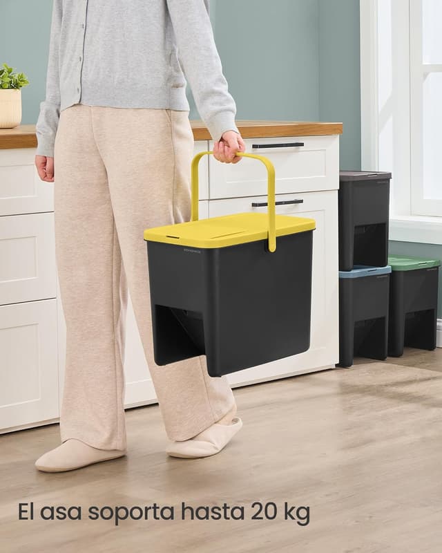 Thumbnail 4 de SONGMICS Cubo de Basura 4 Unidades 20 L apilables color amarillo azul marrón verde