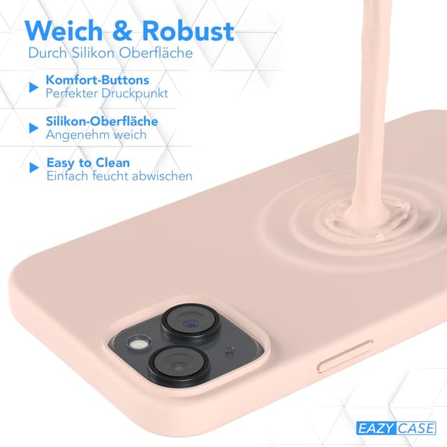Detalle de EAZY CASE Silikonhülle für iPhone 15 Plus mit Qi Charging & Kameraschutz (Nude Rosa)
