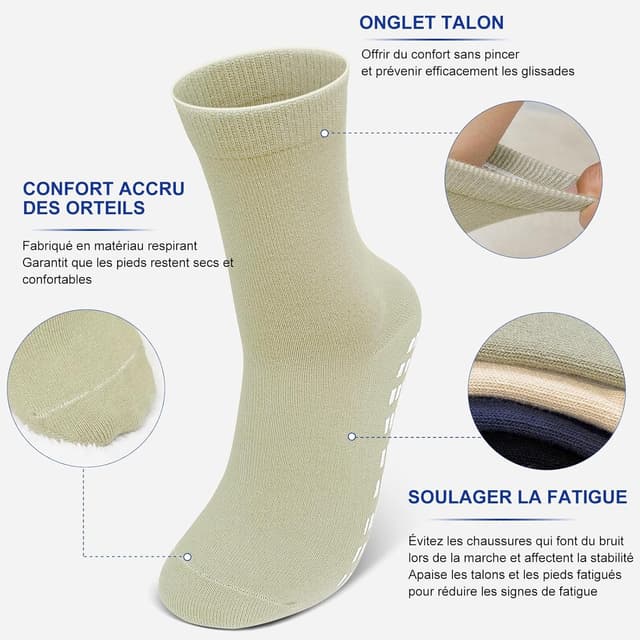 Detalle de PUTUO Chaussettes Antidérapantes Homme 4 Paires