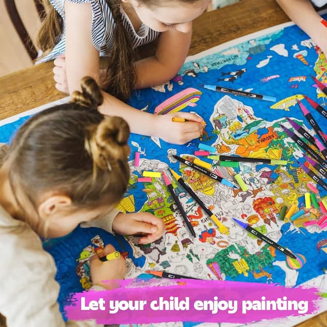 Detalle de FORETOY Dual Brush Pen Set (24 Farben) – mit Fineliner-Spitze 0,4 mm und Pinselspitze 1–2 mm