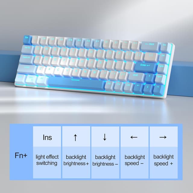 Detalle 2 de MageGee Portable MK-BOX 60% Mechanical Keyboard (68 keys, Red switches) with Sky Blue RGB backlight
