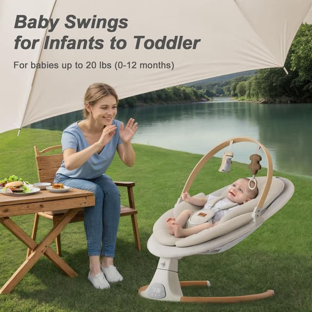 Detalle 2 de Monamii Baby Swing for Infants, 5 Speeds