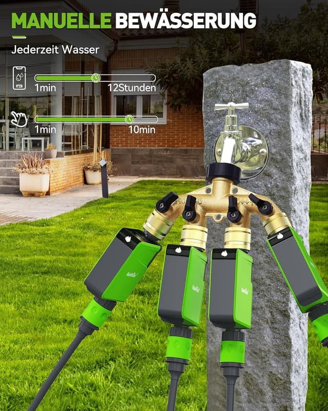Detalle de RAINPOINT Timer per irrigazione WLAN 2,4 GHz con ingresso in ottone e controllo app