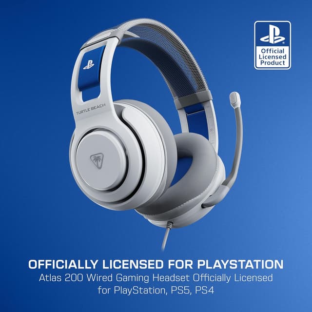 Detalle 2 de Turtle Beach Atlas 200 cuffie da gioco bianche cablate per PlayStation con driver Nanoclear da 50 mm e microfono flip-to-mute