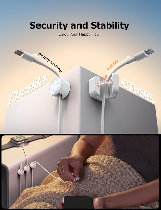 Detalle de Chfeila 9 Pack Magnetic Cable Tidy Clips (360° rotating, twist-lock)